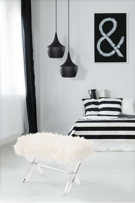 Faux Fur poof Laika 210 wit - Afbeelding 2