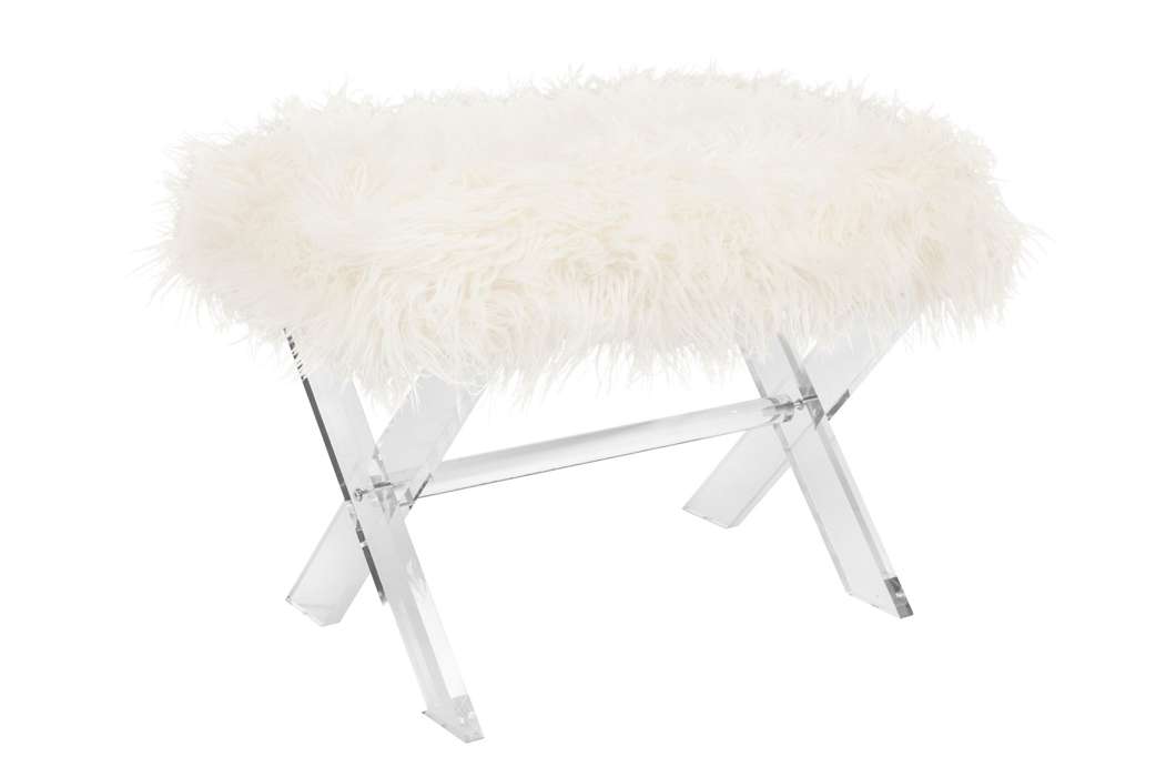 Faux Fur poof Laika 210 wit