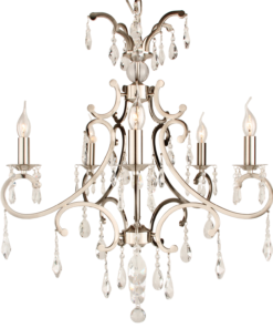 Hanglamp Luzia 5L nikkel en drops