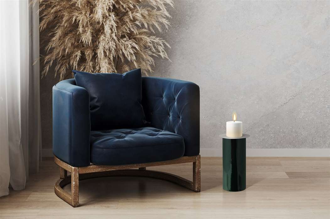 Floor Candle Holder Art Deco 165 dark green / silver - Afbeelding 2