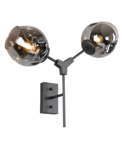Wandlamp Laurenzo 2L grijs + fume glas