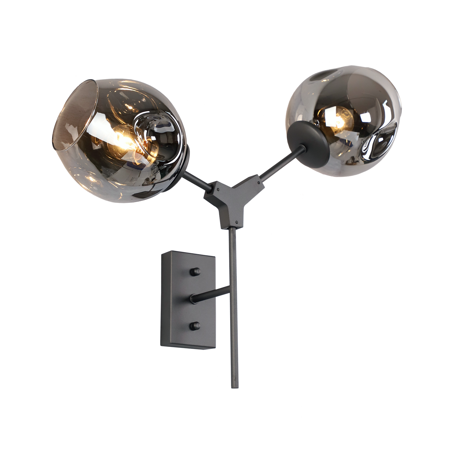 Wandlamp Laurenzo 2L grijs + fume glas