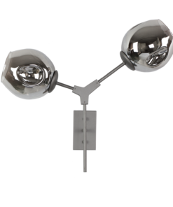 Alternative view of Wandlamp Laurenzo 2L grijs + fume glas