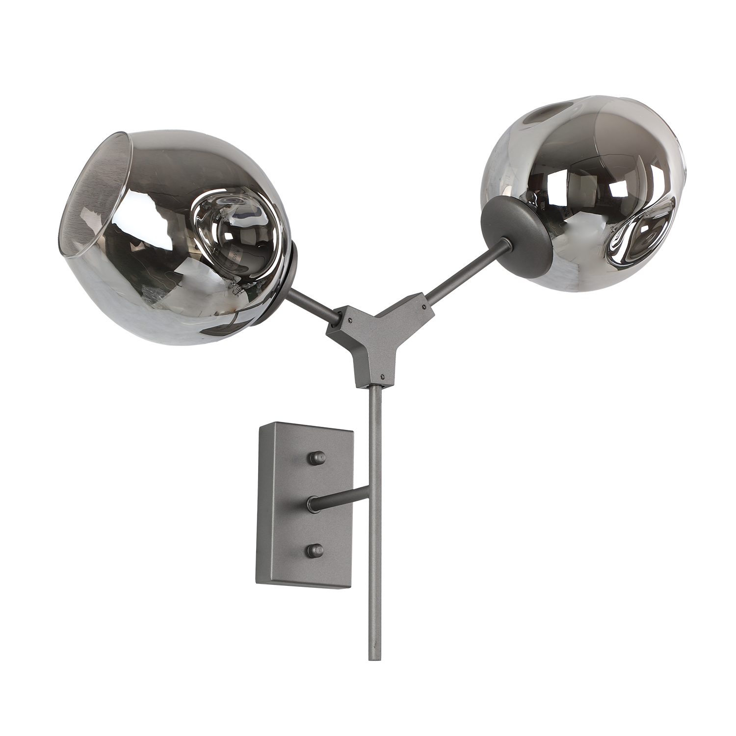 Wandlamp Laurenzo 2L grijs + fume glas - Afbeelding 4