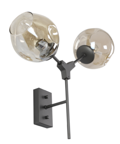 Wandlamp Laurenzo 2L grijs + Amber glas