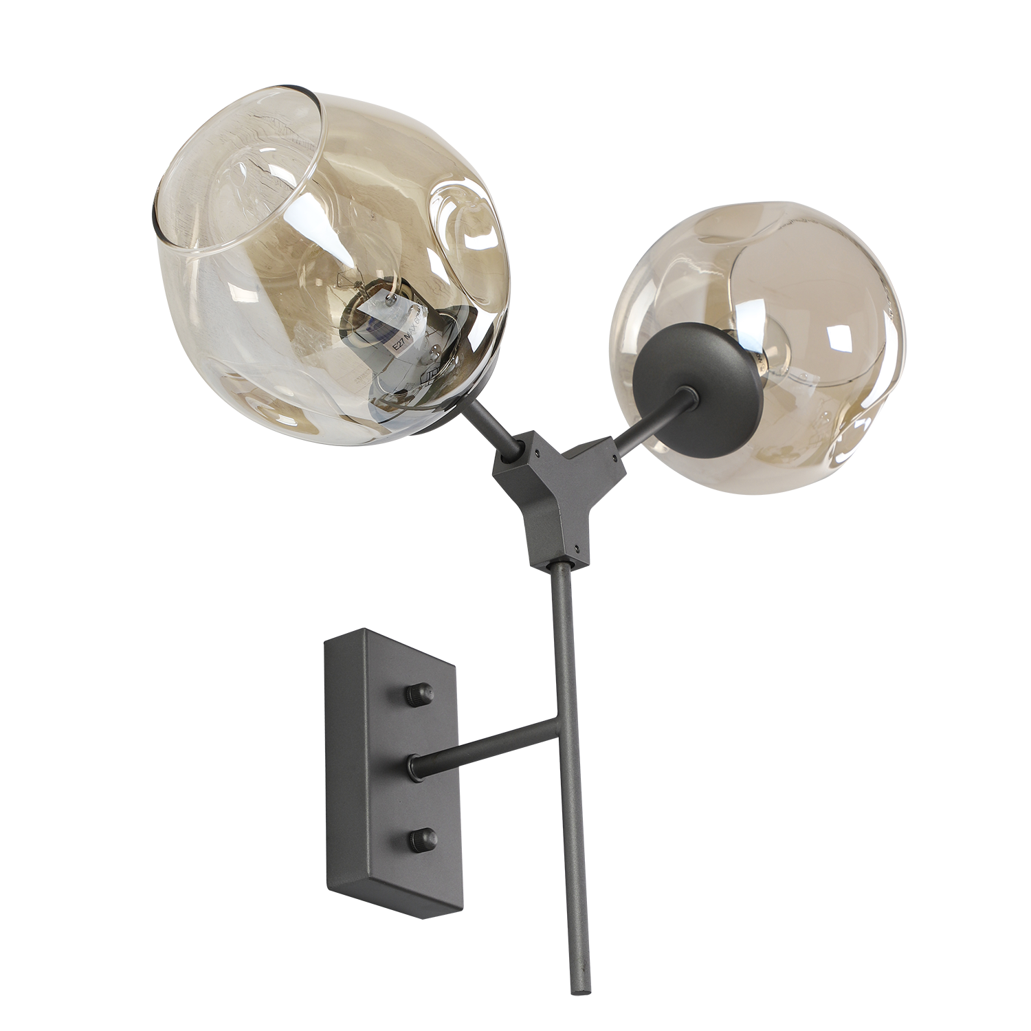 Wandlamp Laurenzo 2L grijs + Amber glas