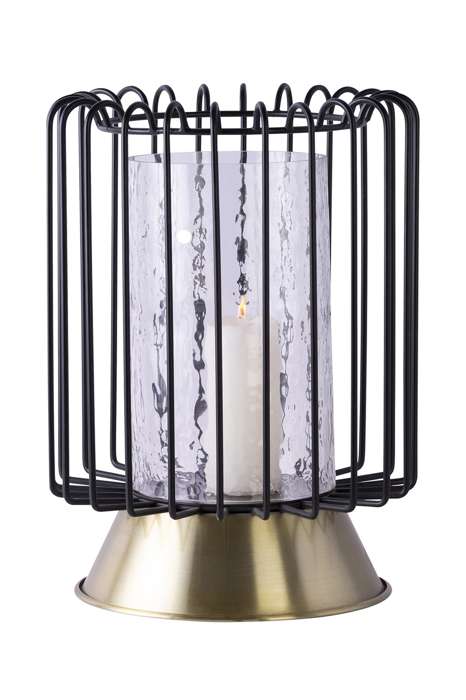 Candle Pillar Malibu 225 black / gold