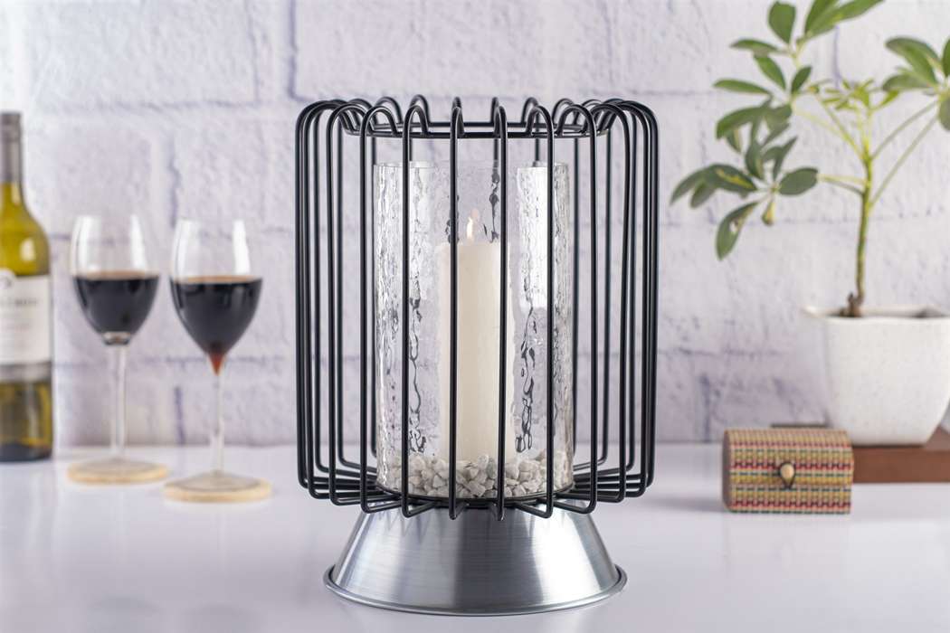 Candle Pillar Malibu 225 black / silver - Afbeelding 2