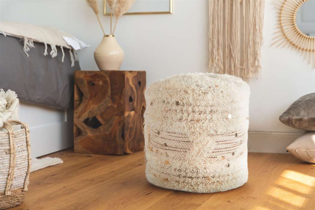 Pouf Bohist 425 cream / khaki 35cm x 35cm - Afbeelding 3