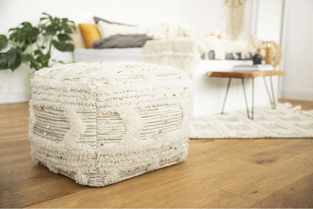 Pouf Bohist 425 cream / khaki 50cm x 50cm - Afbeelding 3