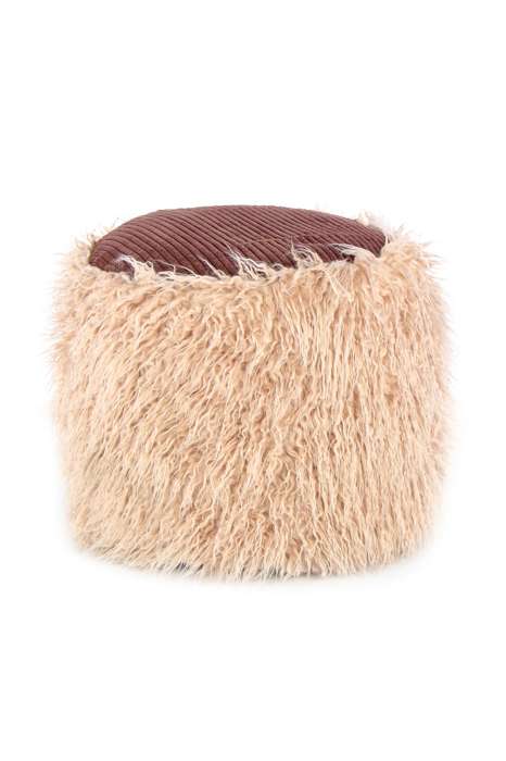 Fake fur poof Bobtail 125 beige/brown