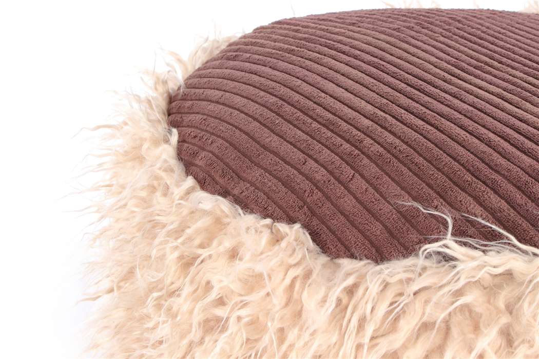 Fake fur poof Bobtail 125 beige/brown - Afbeelding 3