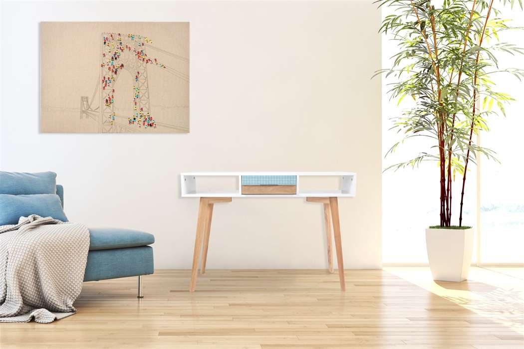 Konsolentafel Megan wit/blauw/hout - Afbeelding 2