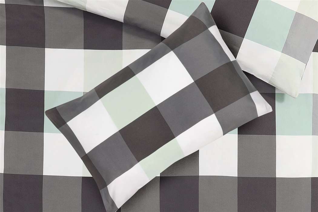 Bed linen Nevada 100-FR anthracite / mint 220cm x 240cm / 65cm x 65cm (2 pieces) - Afbeelding 3