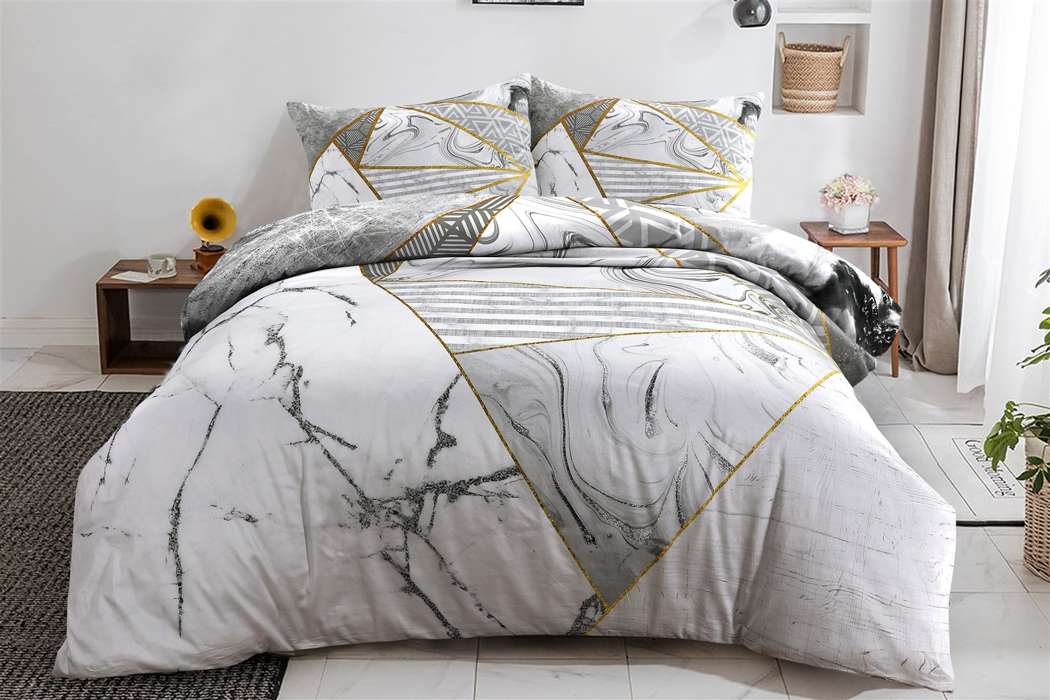 Bed linen Bavaria 100-NL Grey / Gold 240cm x 240cm / 60cm x 70cm (2 pieces) - Afbeelding 2