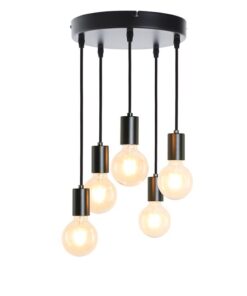 Hanglamp Denmark 5 lichts rond zwart
