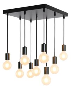 Hanglamp Denmark 9 lichts vierkant zwart