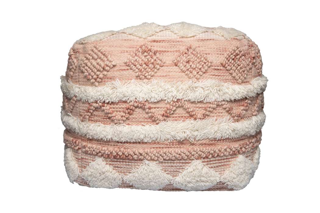 Pouf Bohist 225 pink / cream 50cm x 50cm - Afbeelding 2