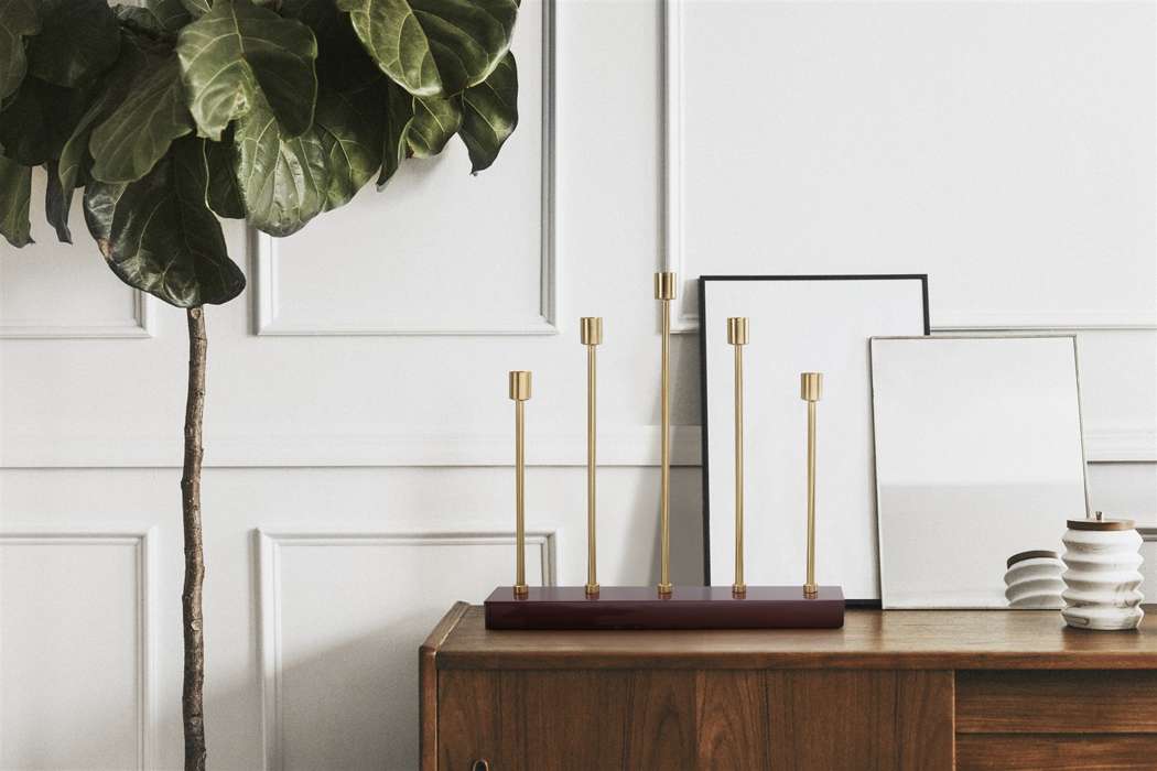 Candle Holder Art Deco 525 bordeaux / gold - Afbeelding 2