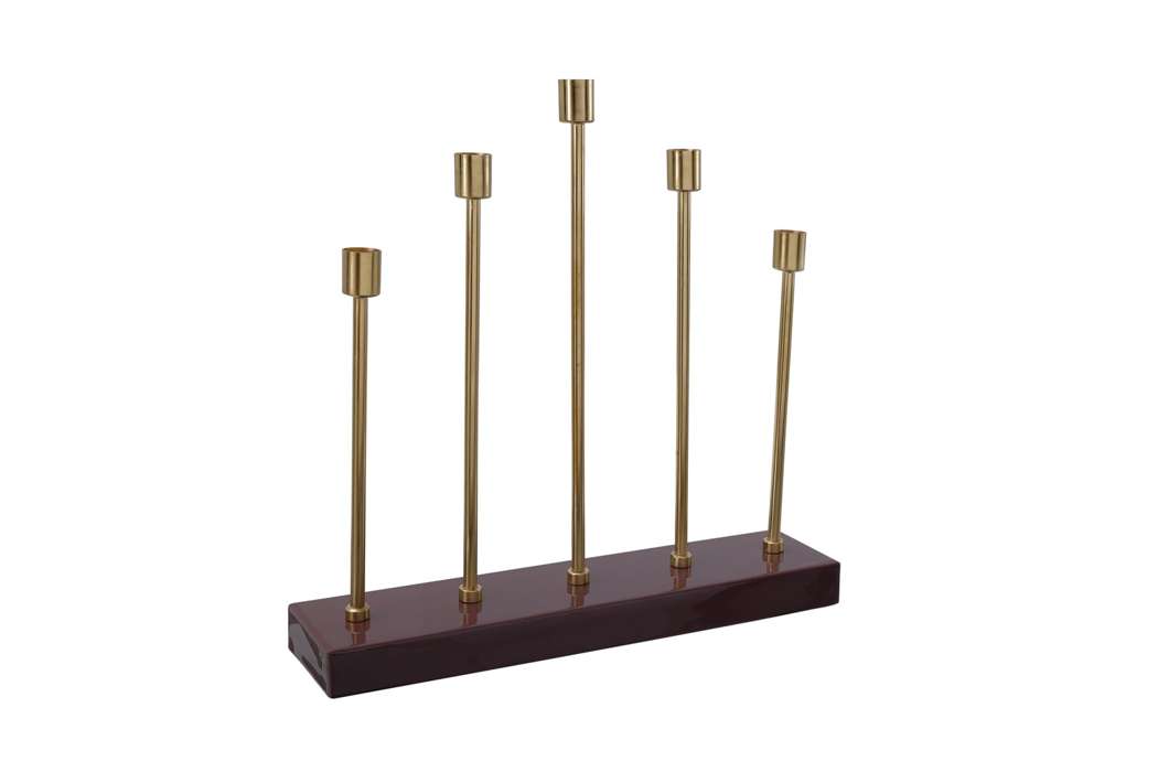 Candle Holder Art Deco 525 bordeaux / gold