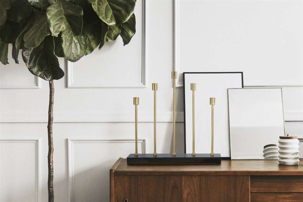 Kandelaar Art Deco 525 donker groen / goud - Afbeelding 2