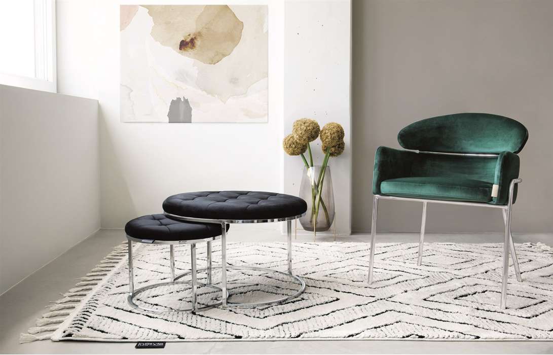 Stool Myla 100 set of 2 black / silver - Afbeelding 3