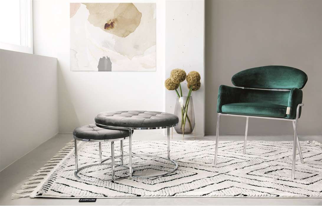 Stool Myla 100 set of 2 gray / silver - Afbeelding 3