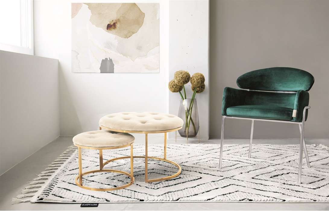 Myla 100 stool set of 2 ivory / gold - Afbeelding 3