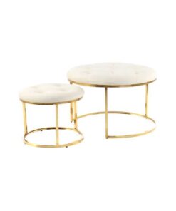 Myla 100 stool set of 2 ivory / gold