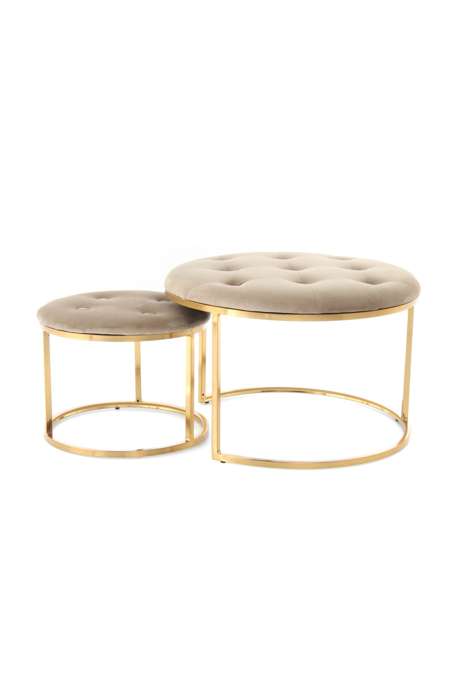 Stool Myla 100 set of 2 taupe / gold - Afbeelding 2