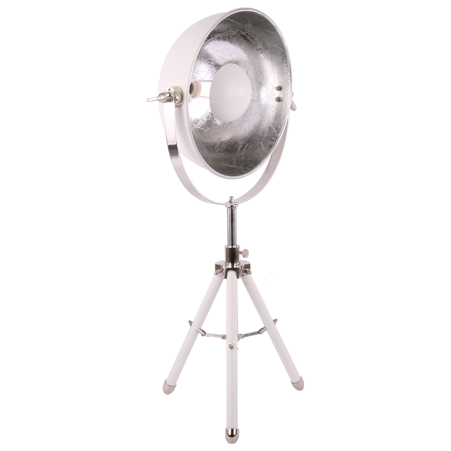 Tafellamp Globe wit en zilver