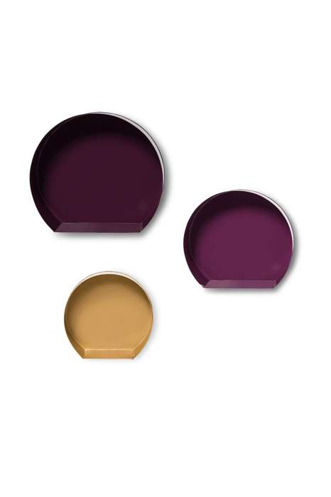 Wandregal-Set Triple 125 set van 3 pruim / pruim / goud