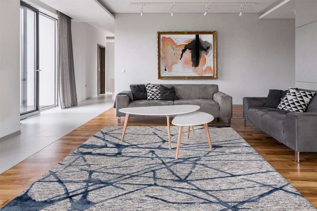 Damast 225 grijs/blauw 140x200cm - Afbeelding 2