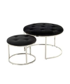 Stool Becky 825 set of 2 black / silver
