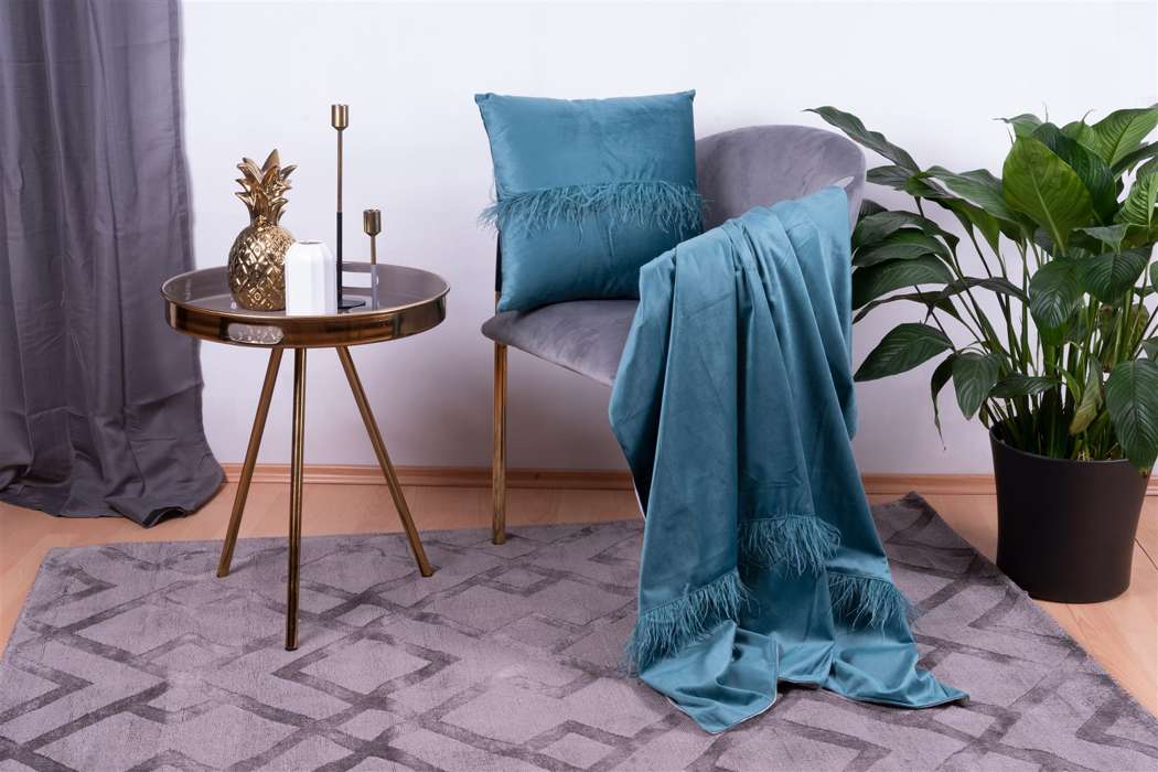 Decorative cushion & blanket Palmira 225 set of 2 aqua - Afbeelding 3