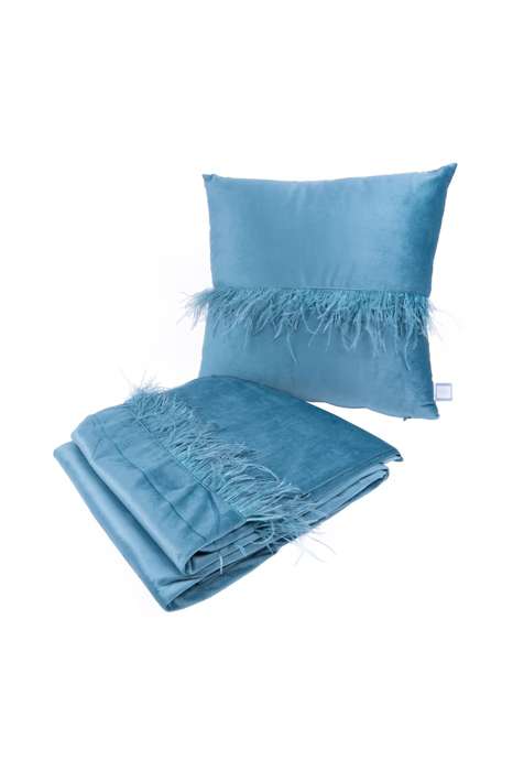 Decorative cushion & blanket Palmira 225 set of 2 aqua