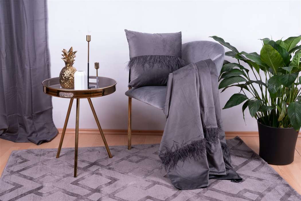 Decorative cushion & blanket Palmira 225 set of 2 graphite - Afbeelding 3