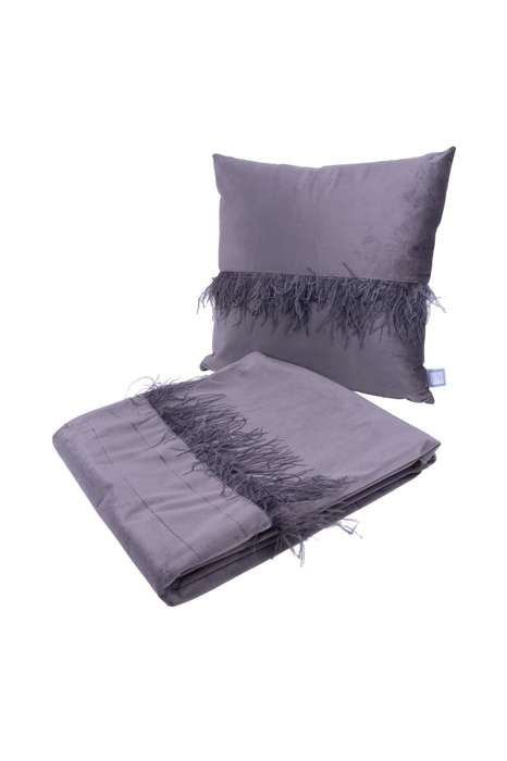 Decorative cushion & blanket Palmira 225 set of 2 graphite
