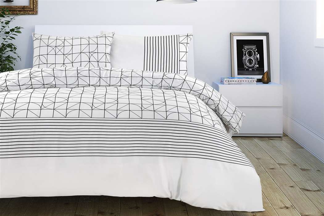 Dekbed Kennedy 100-GB wit / zwart 260cm x 220cm / 50cm x 75cm (2 Stk.) - Afbeelding 4