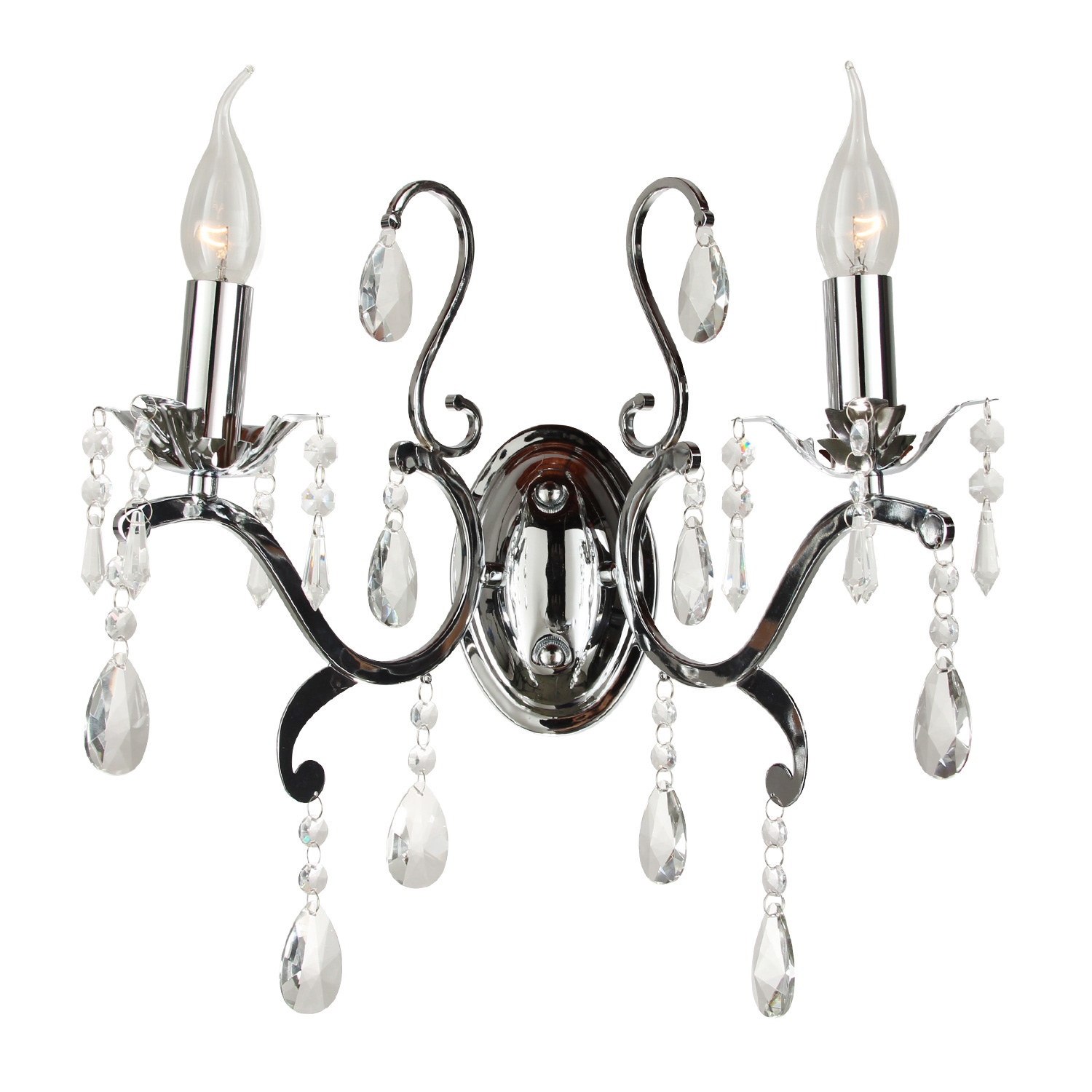 Wandlamp Feline 2L chrome, drops