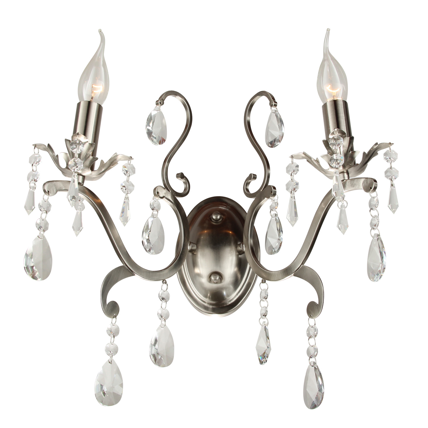 Wandlamp Feline 2L nikkel, drops