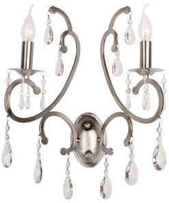 Wandlamp Luzia 2L nikkel en drops