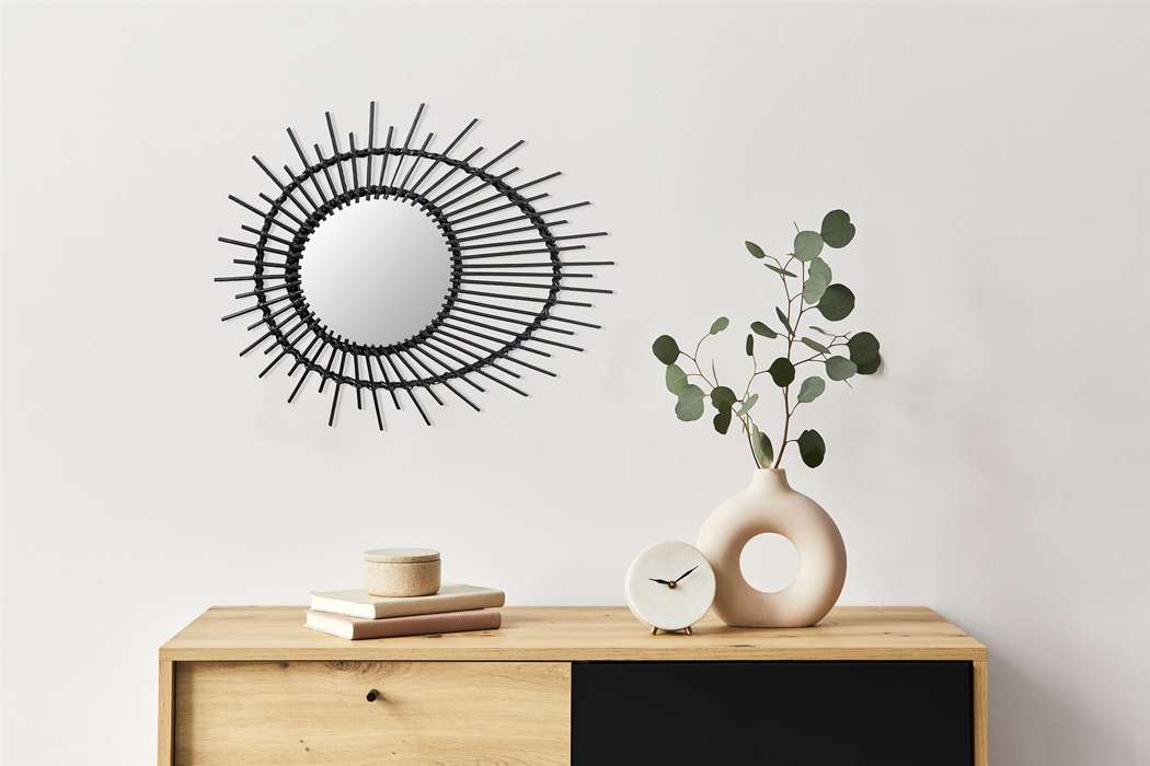 Rattan mirror Aina 125 black - Afbeelding 3