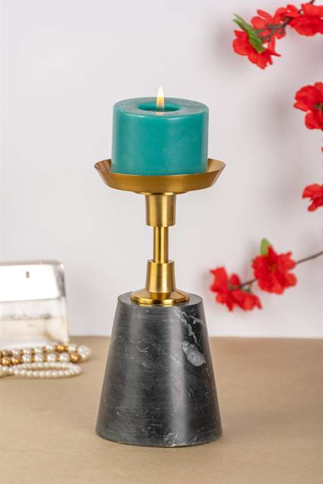 Candle Holder Fayya 125 gold / black - Afbeelding 2