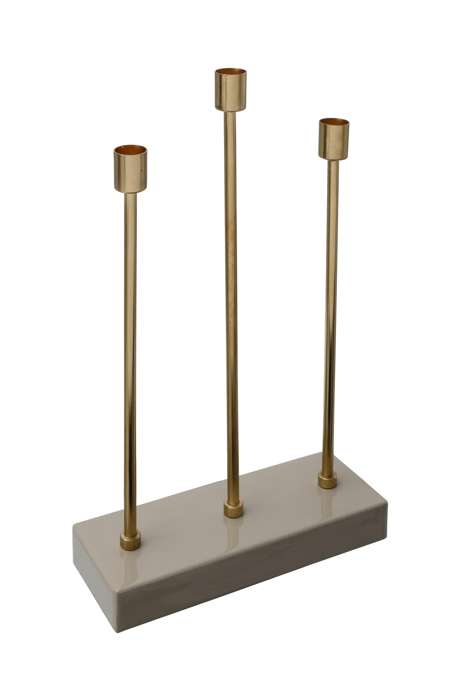 Candle Holder Art Deco 325 taupe / gold