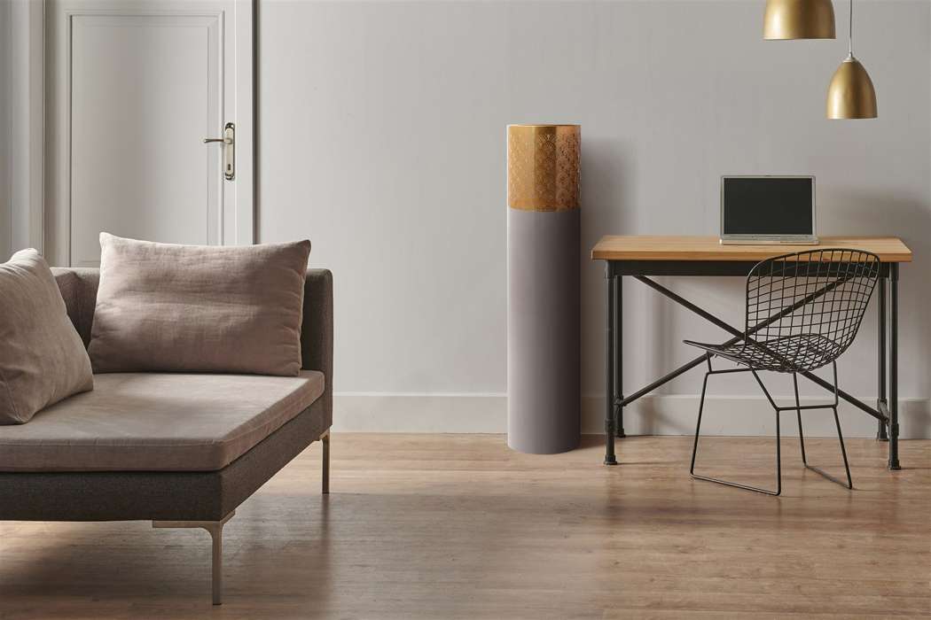 Vaas Art Deco 1145 hoog, grijs/goud - Afbeelding 2