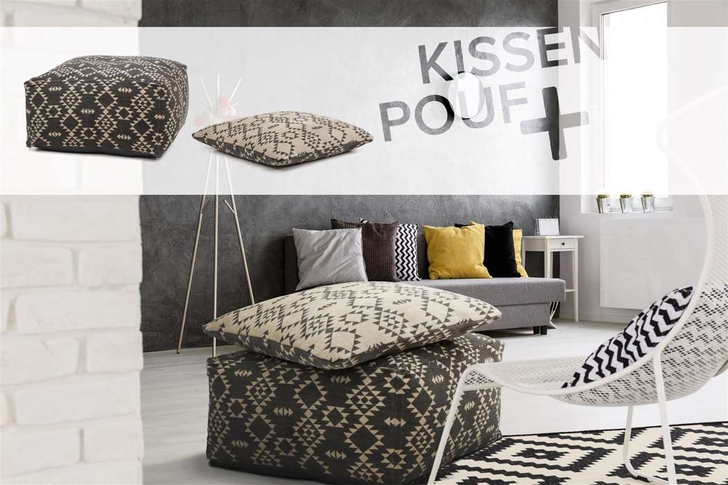 Unwind poef & kussen Set 160 antraciet / Taupe 80cm x 80cm - Afbeelding 4