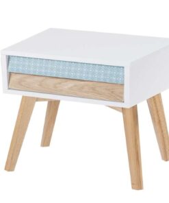 Nachttafel Hailey wit/blauw/hout
