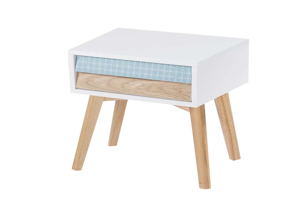 Nachttafel Hailey wit/blauw/hout